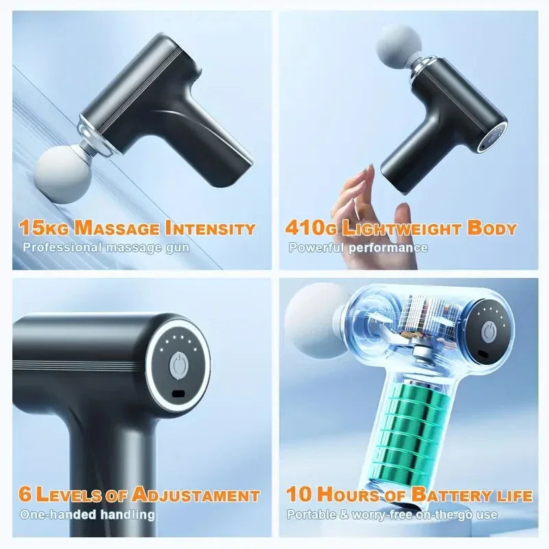 Portable Electric Fascia Massage Gun With Four Heads Six Speeds