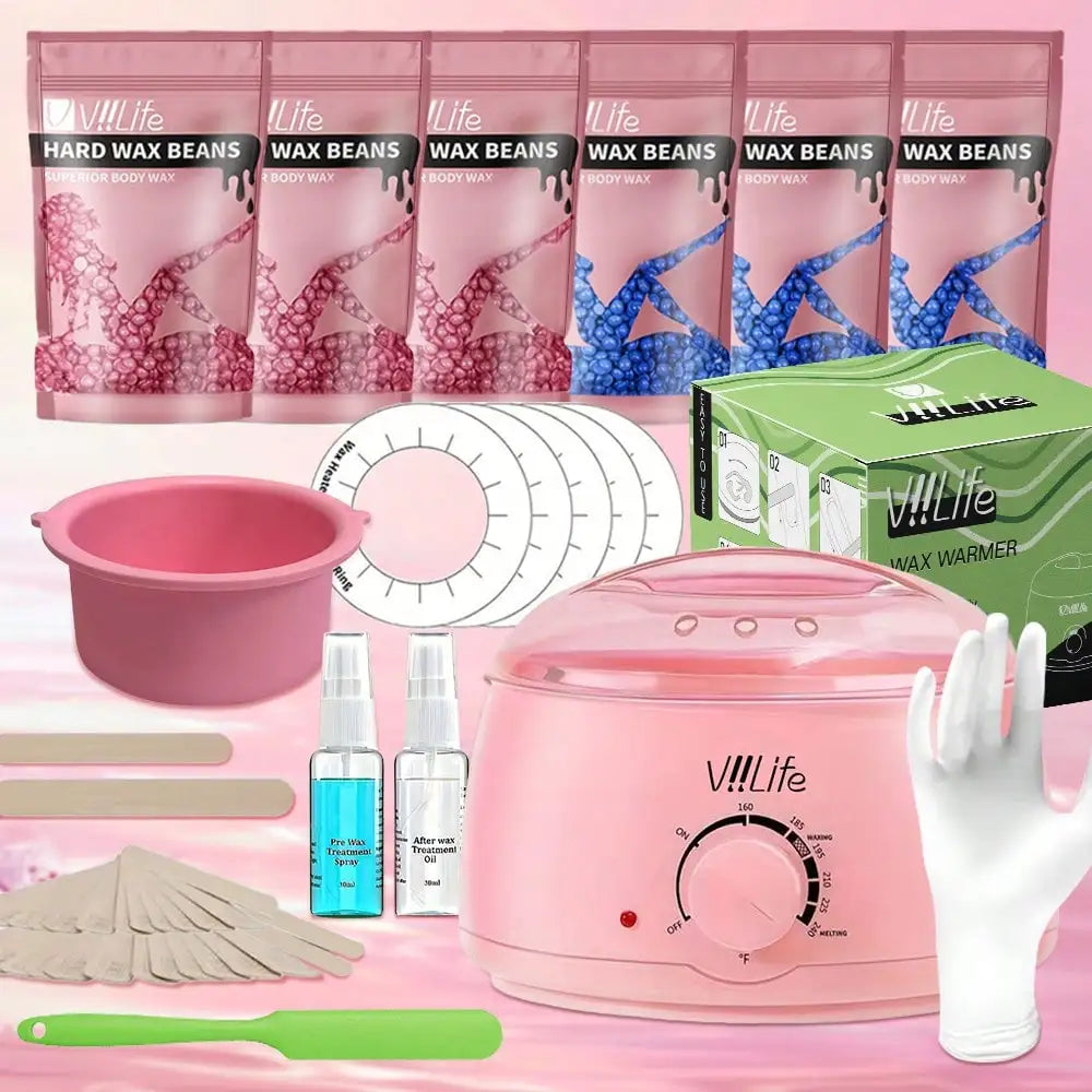 Viilife Hard Wax Hair Removal Kit With Warmer And Beads