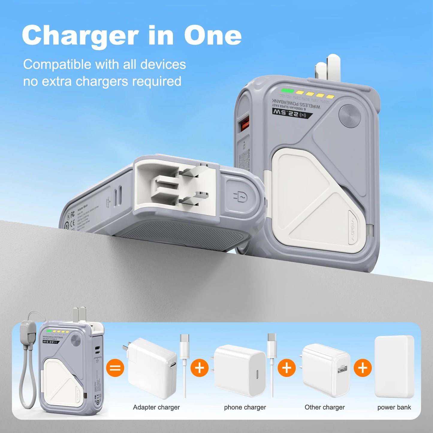 Prunus Magnetic Wireless Power Bank With Digital Display Phone Holder