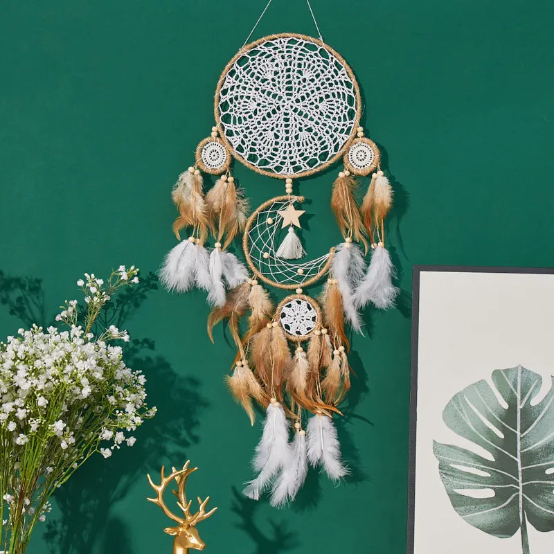 Moon And Sun Handcrafted Bohemian Dream Catcher Wall Decor