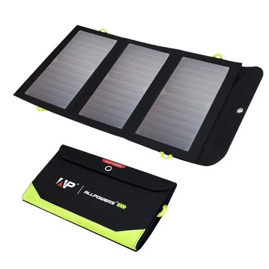 Allpowers 21w Foldable Solar Charger With Built Battery For Outdoor