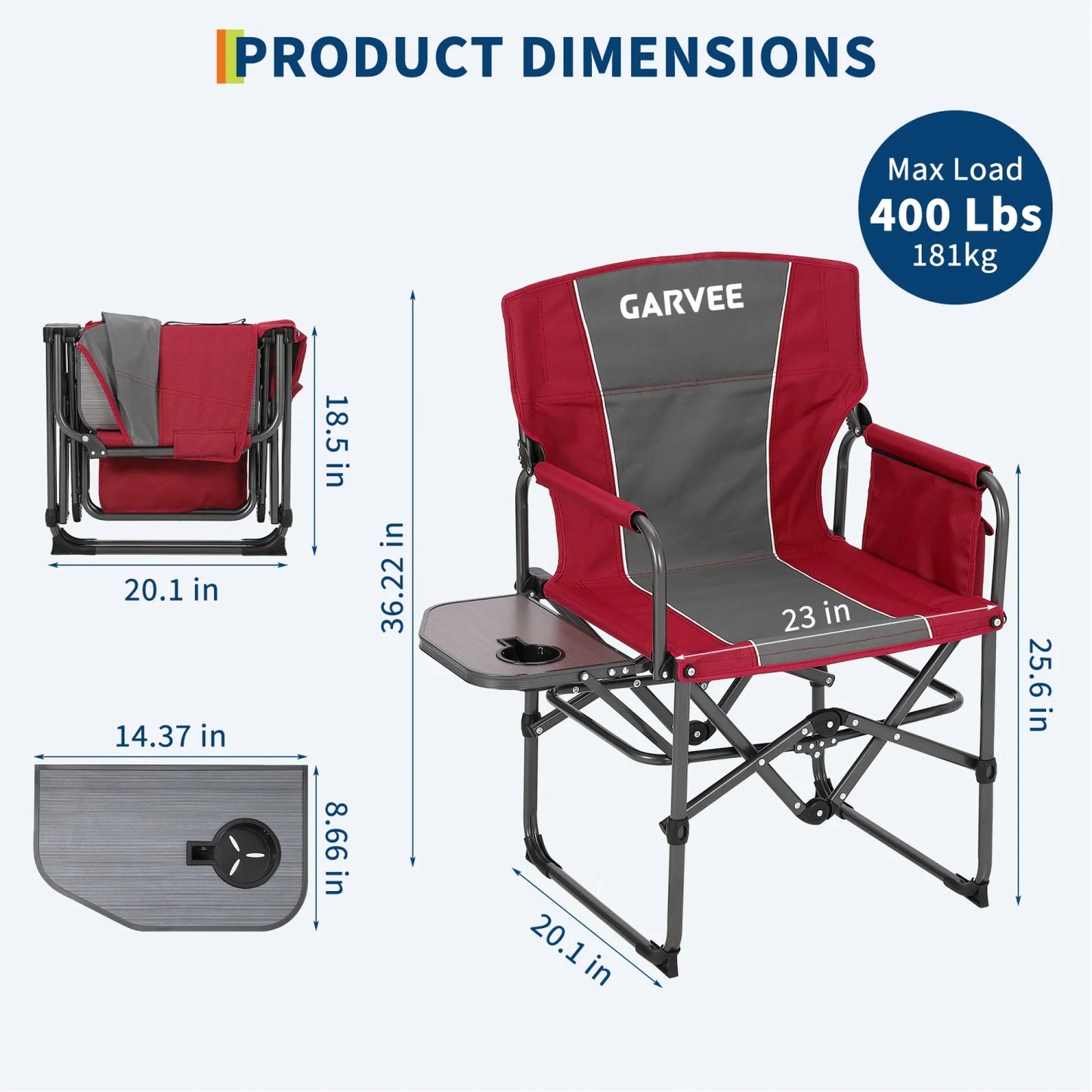 HiMISS Folding Directors Chair With Cup Holder For Outdoor Camping Leisure