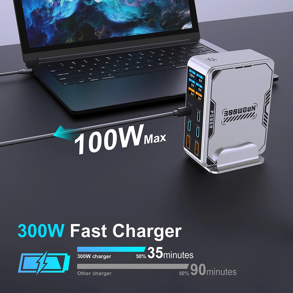 Ubigbuy 6-Port GaN USB-C PD Fast Charger Desktop Station