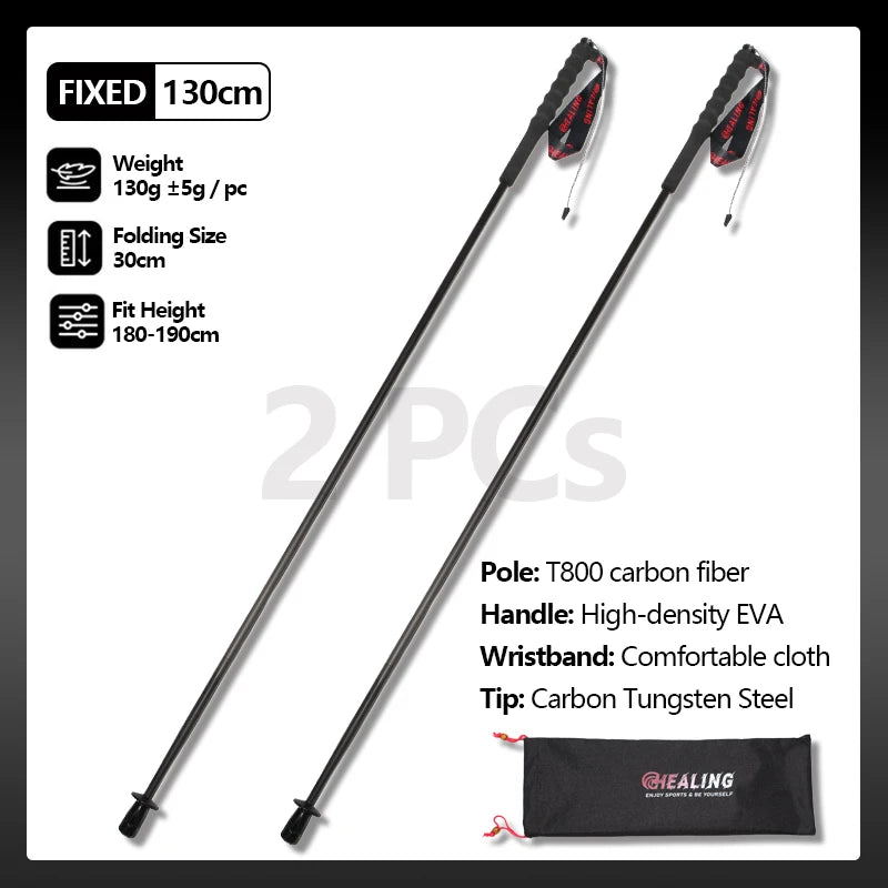 OKHEALING Carbon Fiber Foldable Trekking Poles Lightweight Hiking Gear