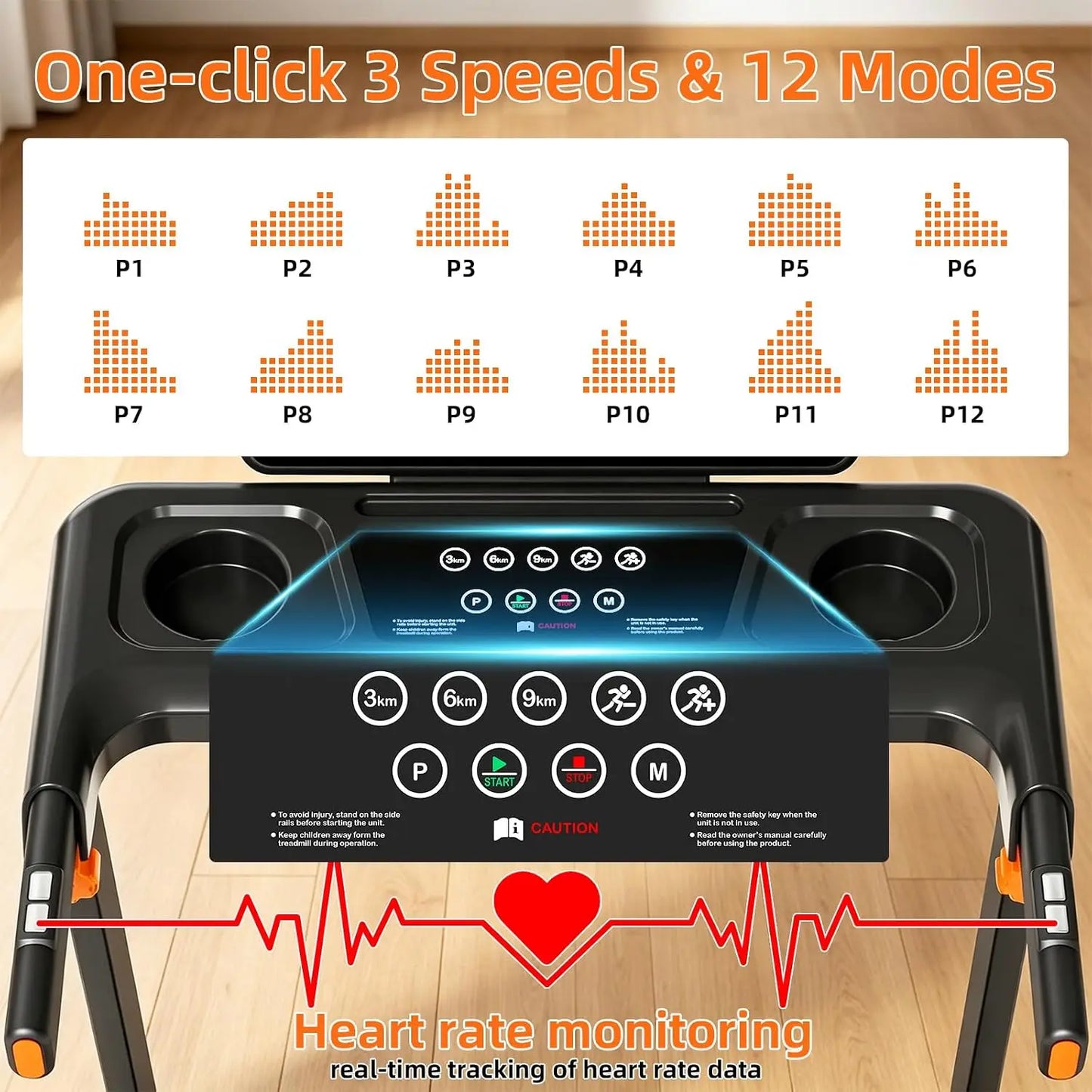 Compact Folding Treadmill With Adjustable Incline And Bluetooth