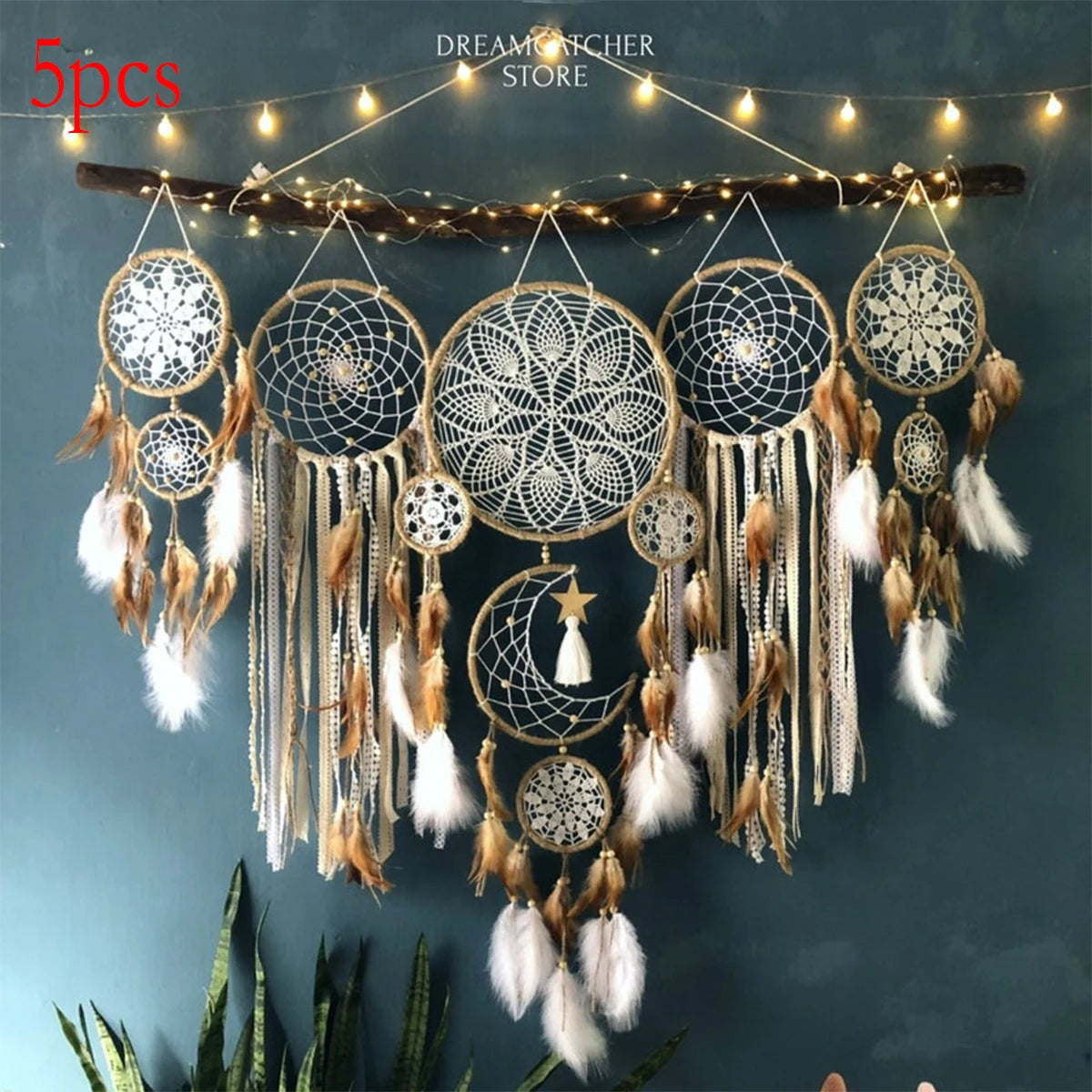 Moon And Sun Handcrafted Bohemian Dream Catcher Wall Decor