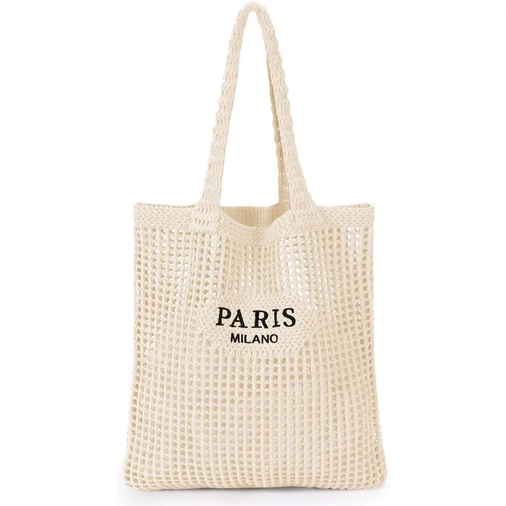 Hatisan Crochet Tote Bag Women Mesh Beach Bag Boho Knit