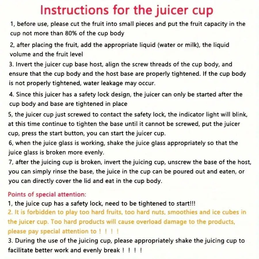 Portable Rechargeable Juicer with 10 Blades Fruit Vegetable Blender