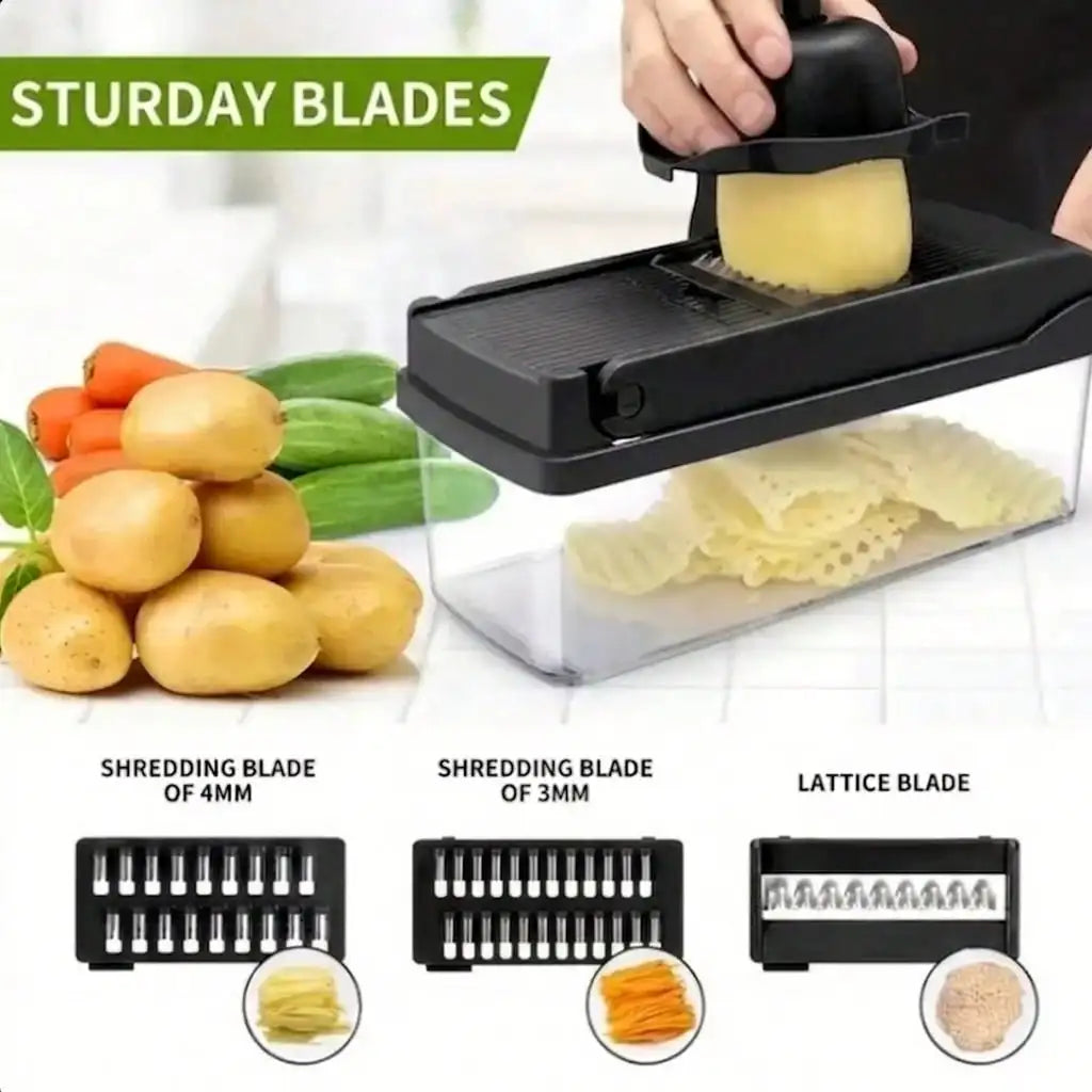 Professional Vegetable Chopper With Stainless Steel Blades And Storage Bin