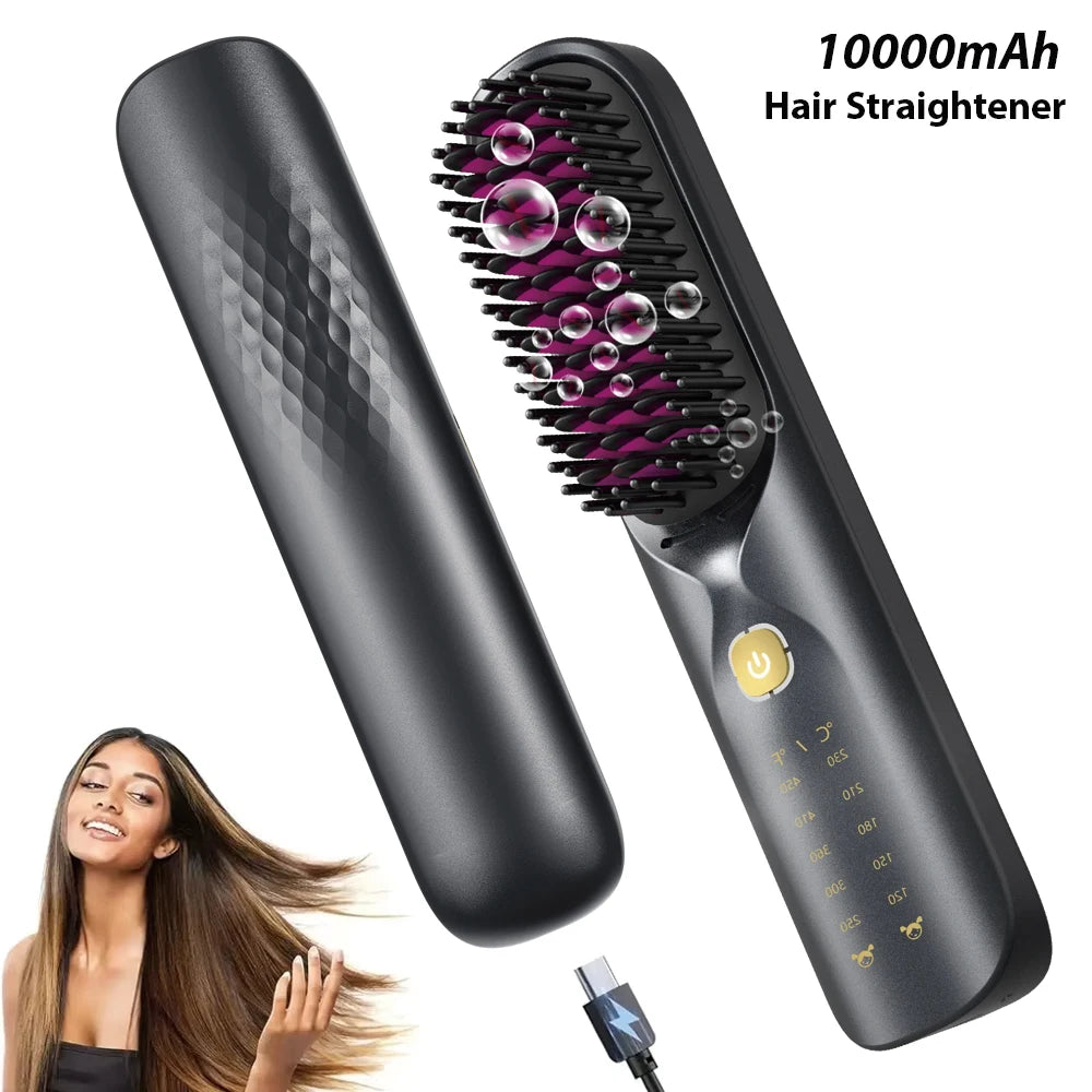 BOPCAL Cordless Hair Straightener Comb Brush 10000mAh Travel