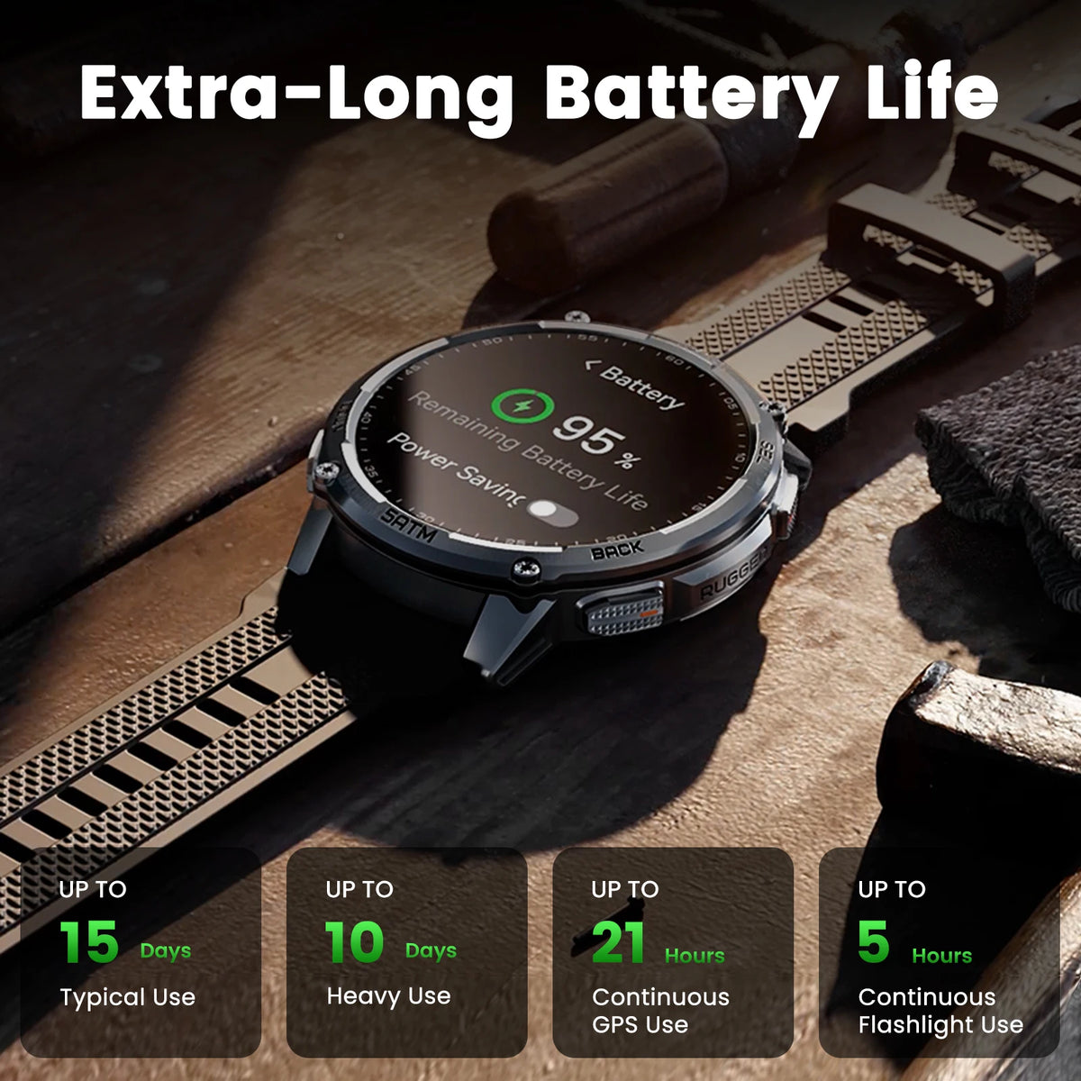 KOSPET T4C Rugged Smartwatch With GPS Flashlight Fitness Tracking