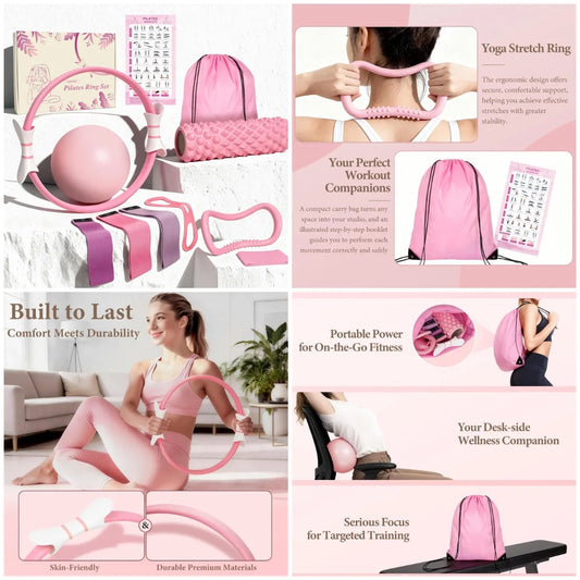 YTYIN Pilates Ring Kit With Foam Roller And Ball Accessories