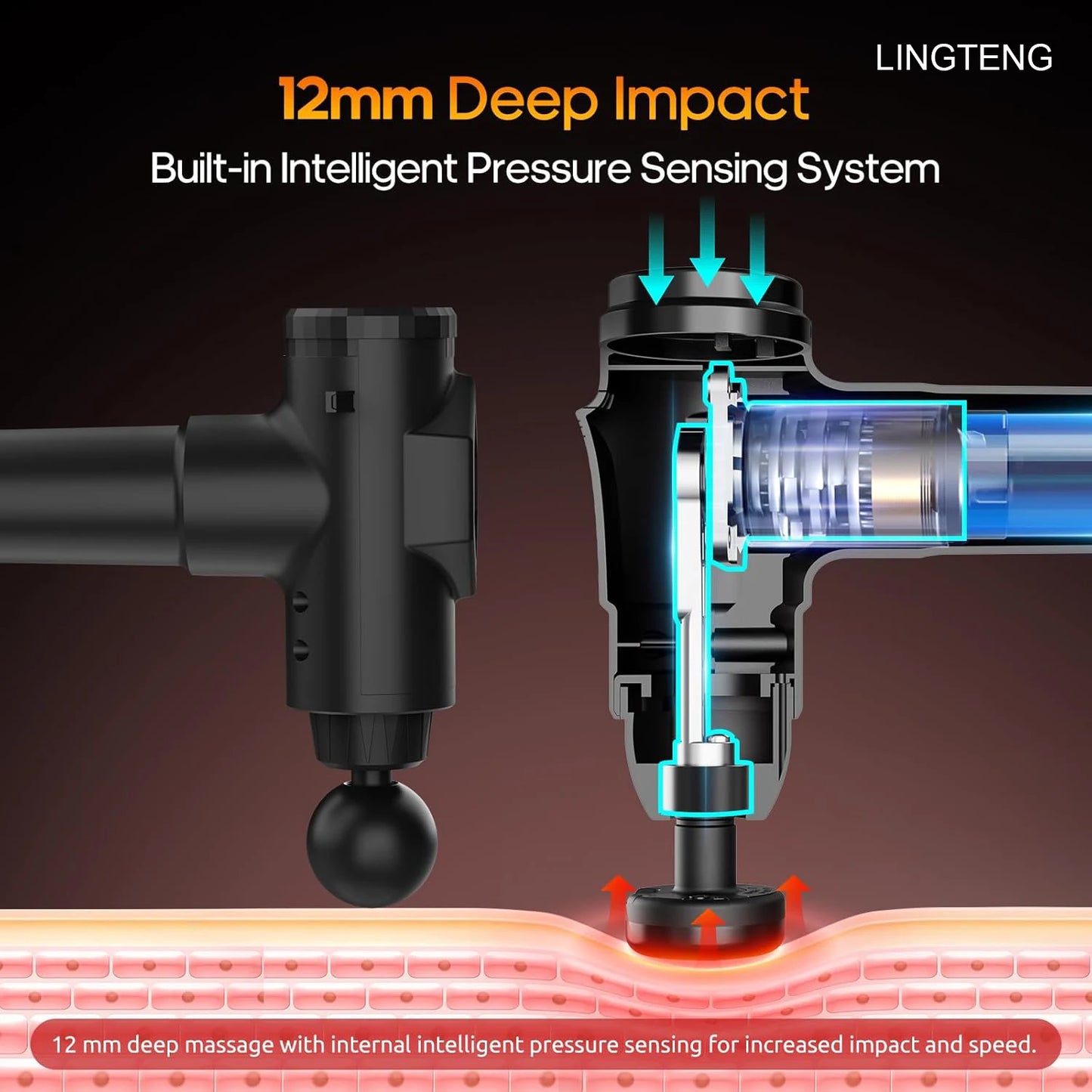 Lingteng Heating Deep Tissue Percussion Massage Gun With Storage Case