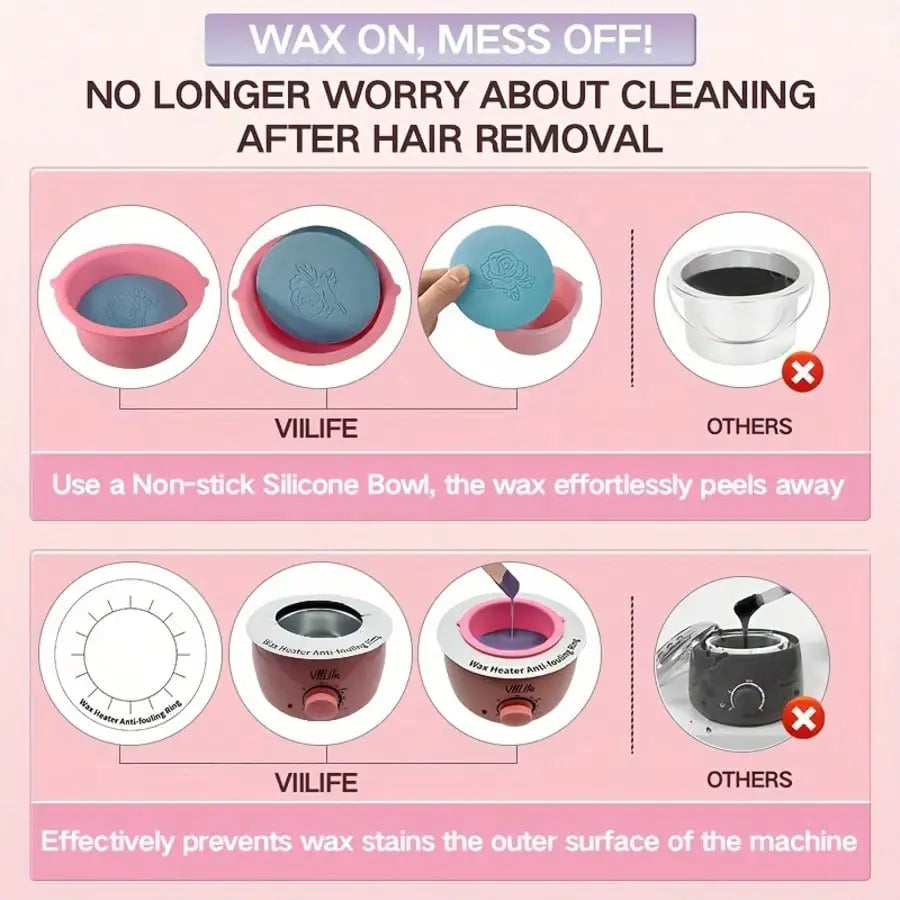 Viilife Hard Wax Hair Removal Kit With Warmer And Beads
