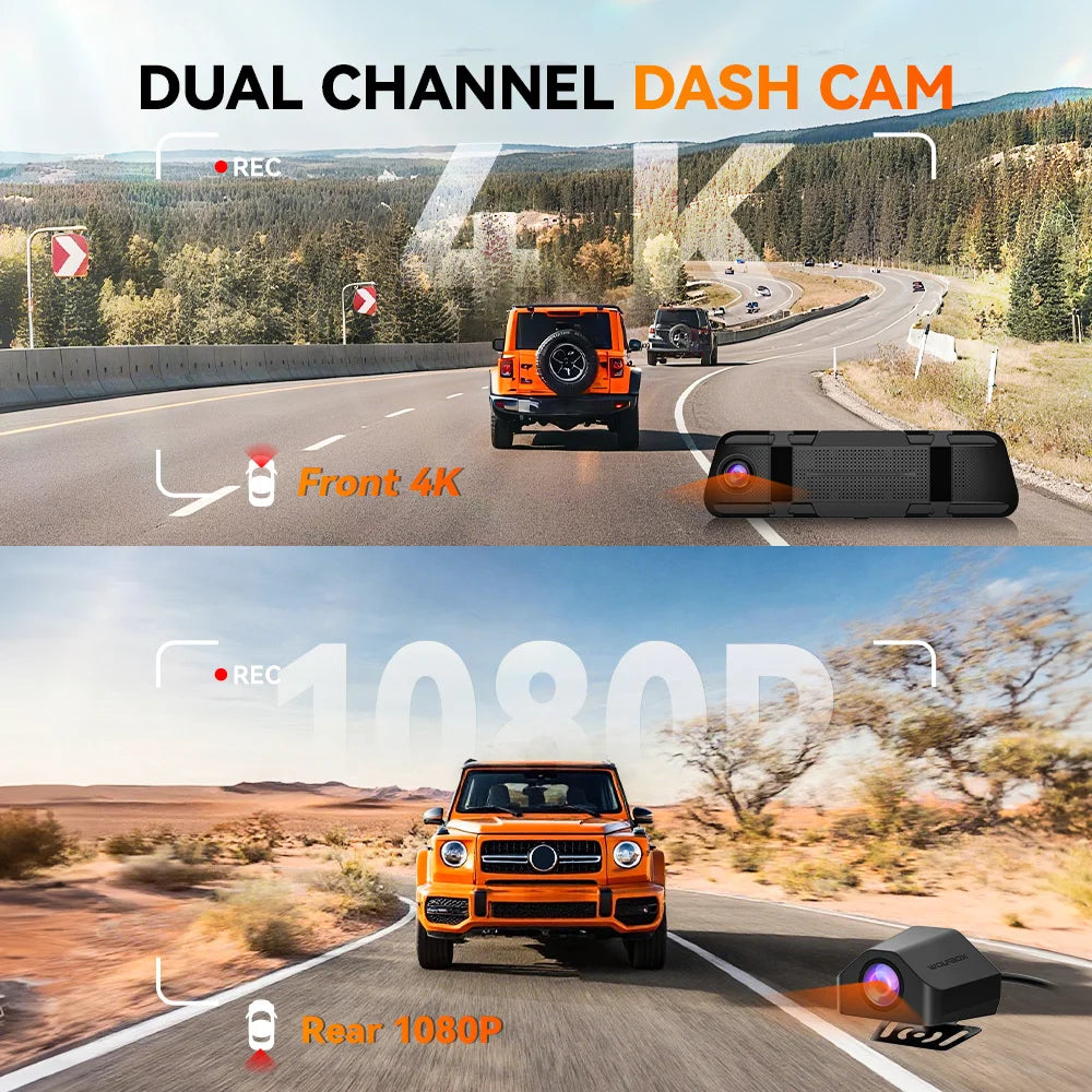 WOLFBOX M40 Dash Cam 4K 1080P With Voice Control ADAS