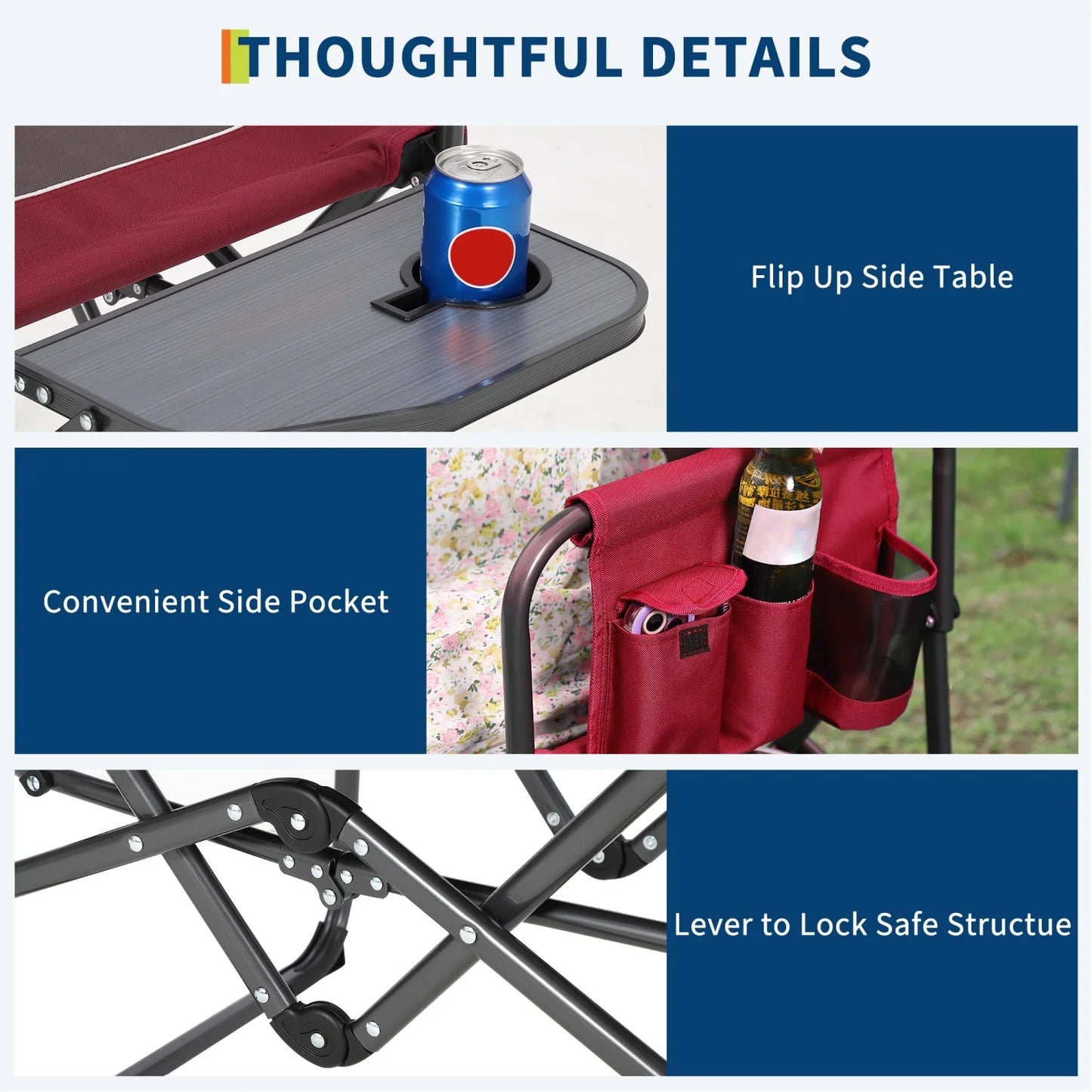 HiMISS Folding Directors Chair With Cup Holder For Outdoor Camping Leisure