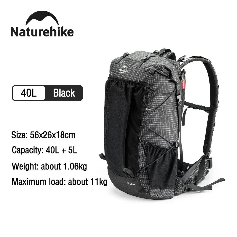 Naturehike Waterproof 60+5L Hiking Backpack With Rain Cover