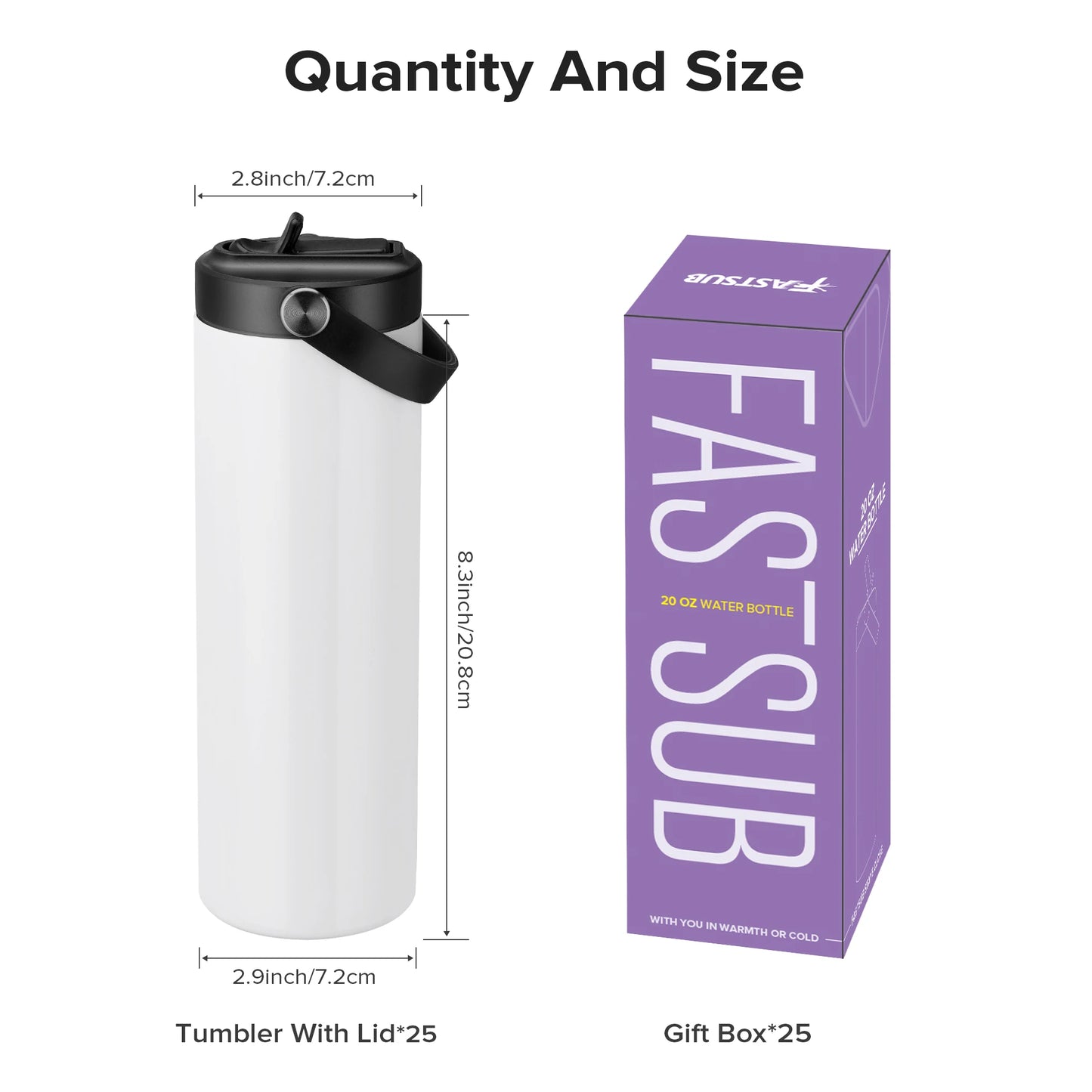 Fastsub Sublimation Tumbler Vacuum Bottle With Flip Lid