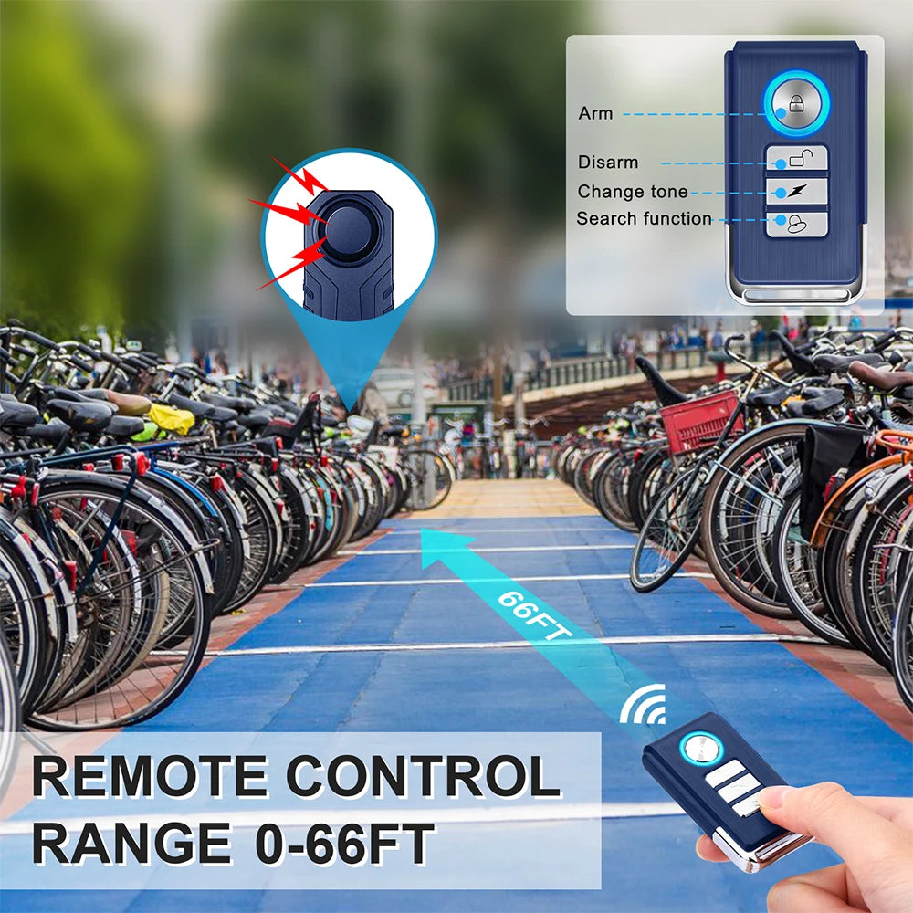 Wsdcam 113Db Wireless Bike Anti Theft Alarm With Vibration Sensor