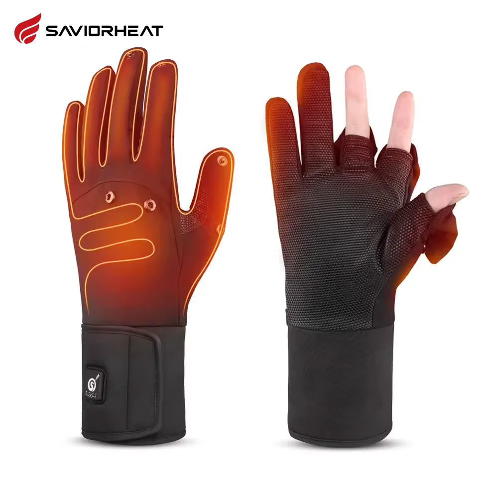 Savior Heated Waterproof Fishing Gloves 2 Finger Flip Design