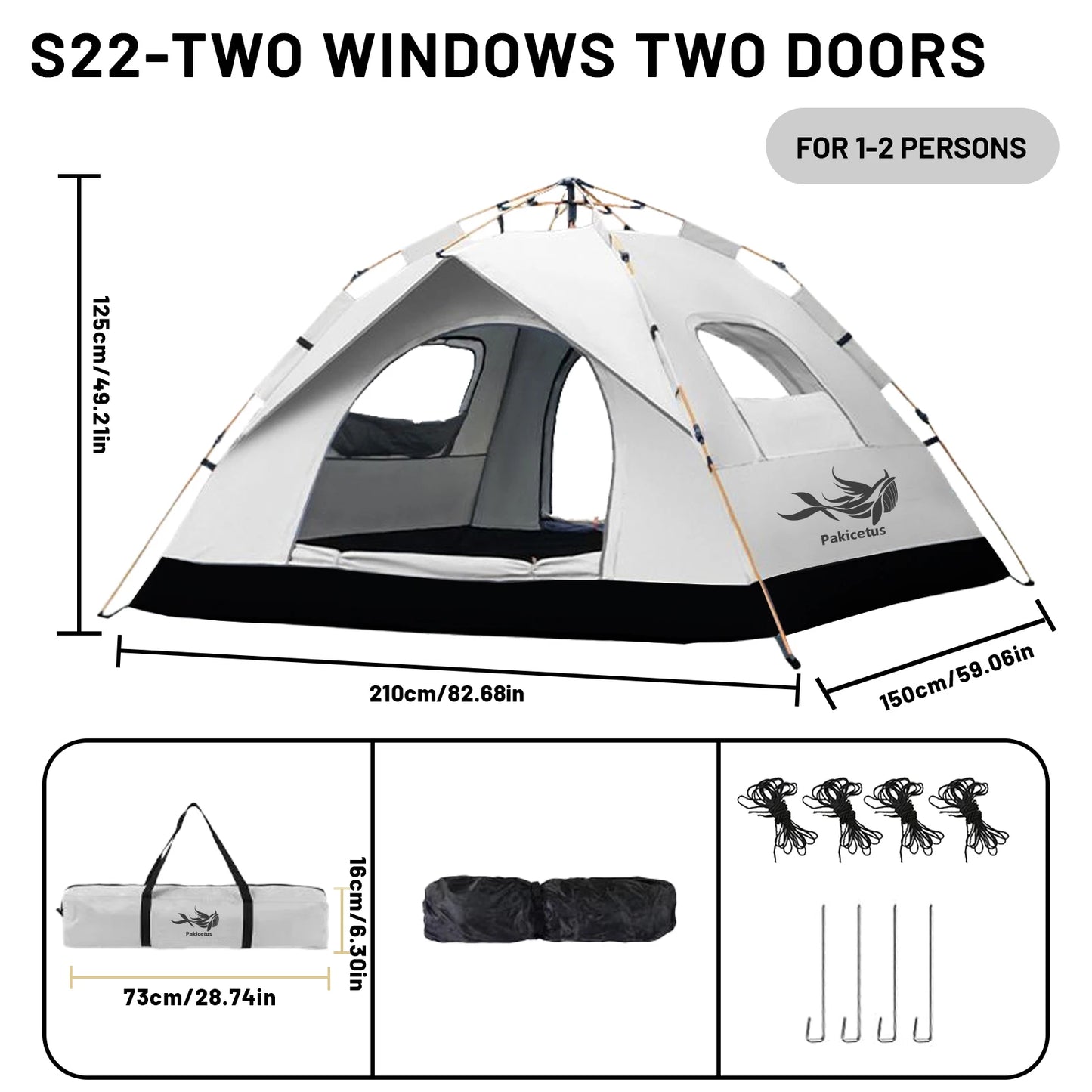 Pakicetus Automatic Pop Up Camping Tent Portable Windproof Shelter