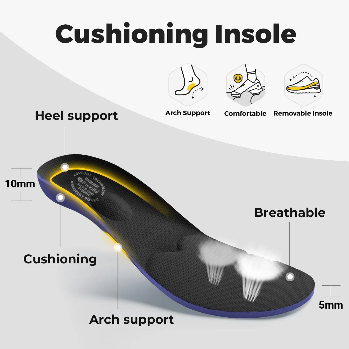 Fitville Men Diabetic Walking Shoes Extra Wide Hook Loop Comfort
