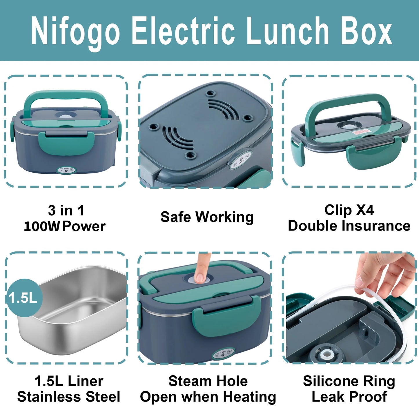 Portable Electric Heating Lunch Box Food Warmer With Carry Bag