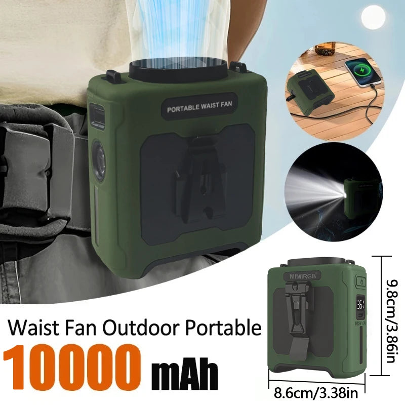 Portable Rechargeable Neck Fan With Waist Clip And Flashlight