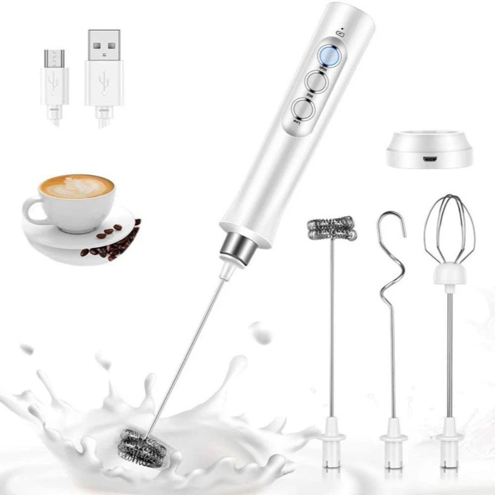 Stonego Cordless Rechargeable Milk Frother With Three Speed Whisk