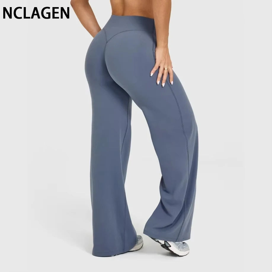 NCLAGEN SoftMotion Yoga Pants Women Mid Waist Straight Leg Bottoms
