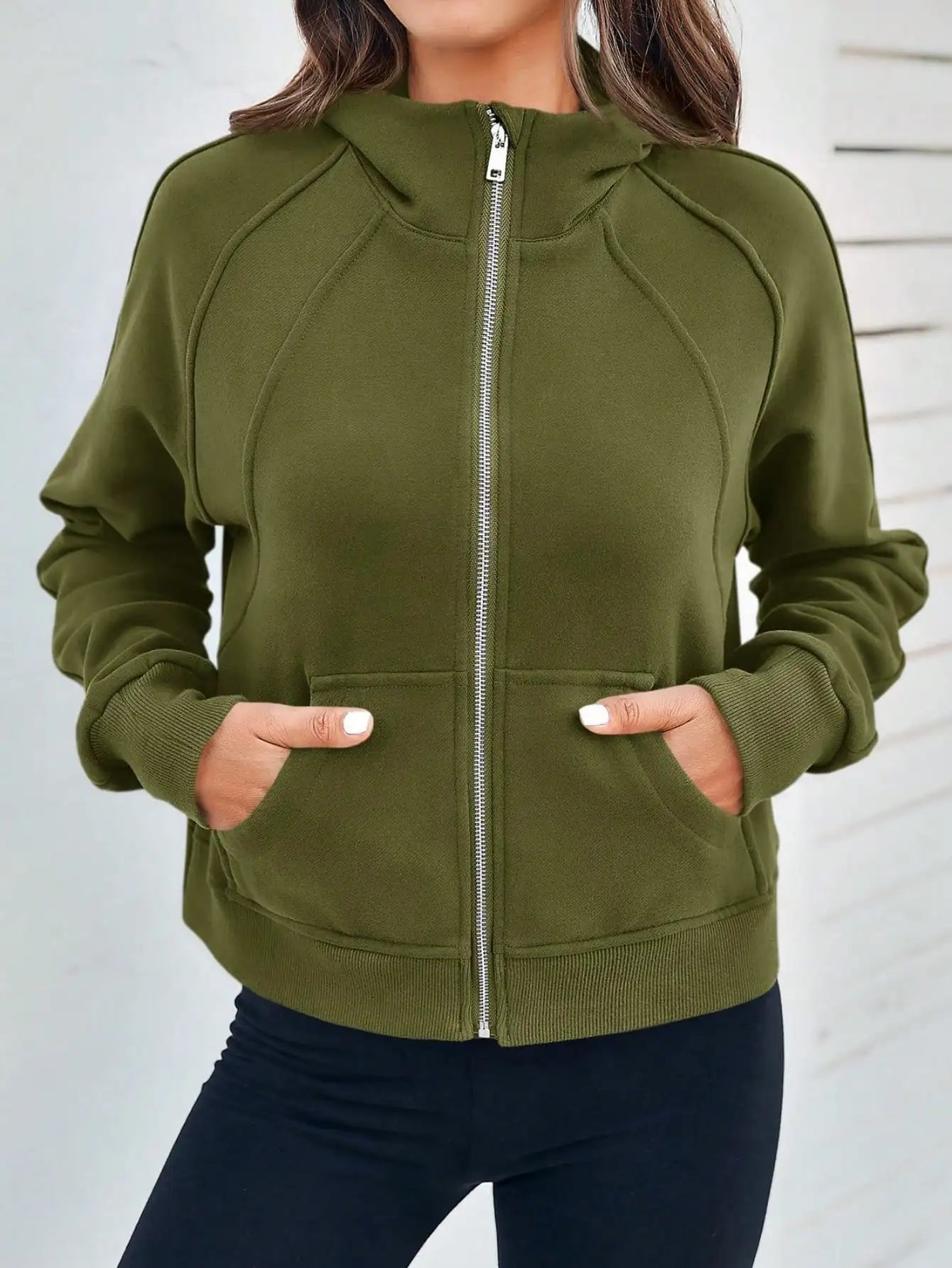 Fisoew Womens Fleece Lined Zip Up Crop Hoodie Oversized Streetwear