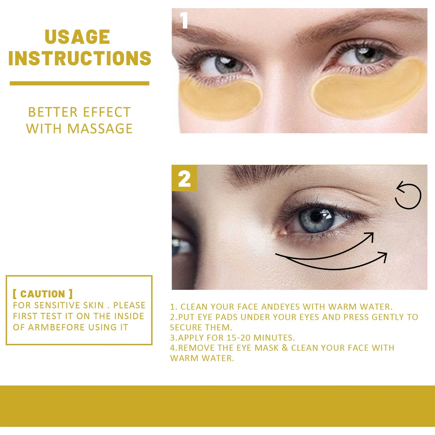 Eelhoe 24K Gold Under Eye Patches Anti Aging Moisturizing Firming