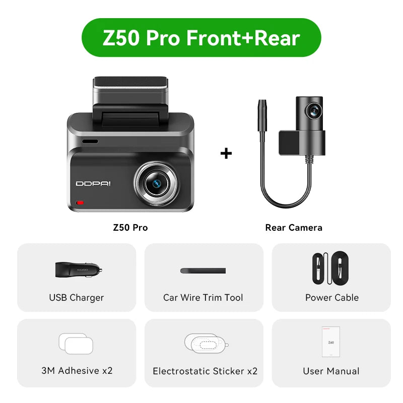 Ddpai Z50Pro Dash Camera 4K Front And Rear GPS Navigation