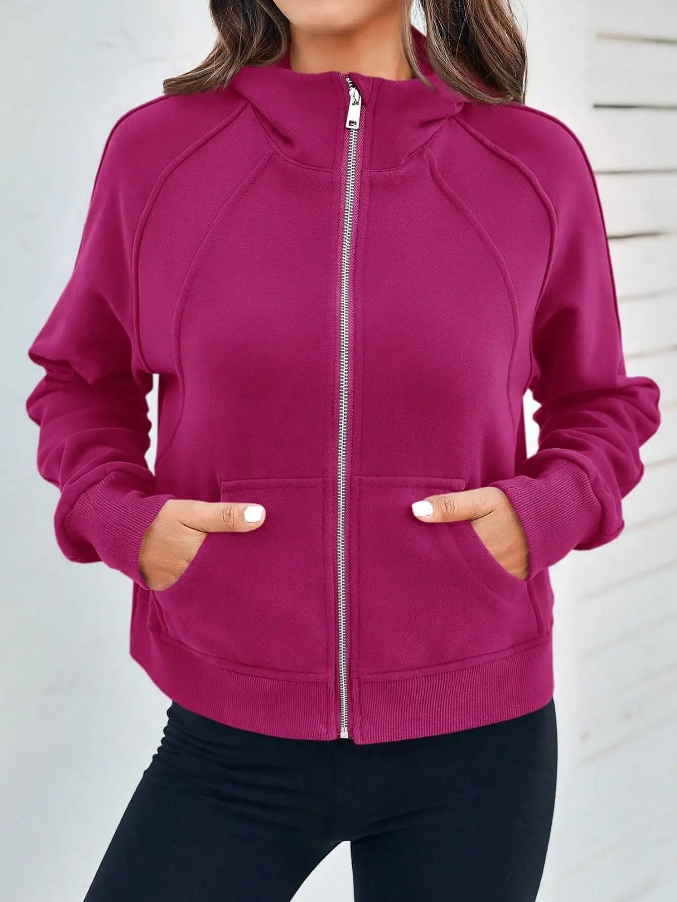 Fisoew Womens Fleece Lined Zip Up Crop Hoodie Oversized Streetwear