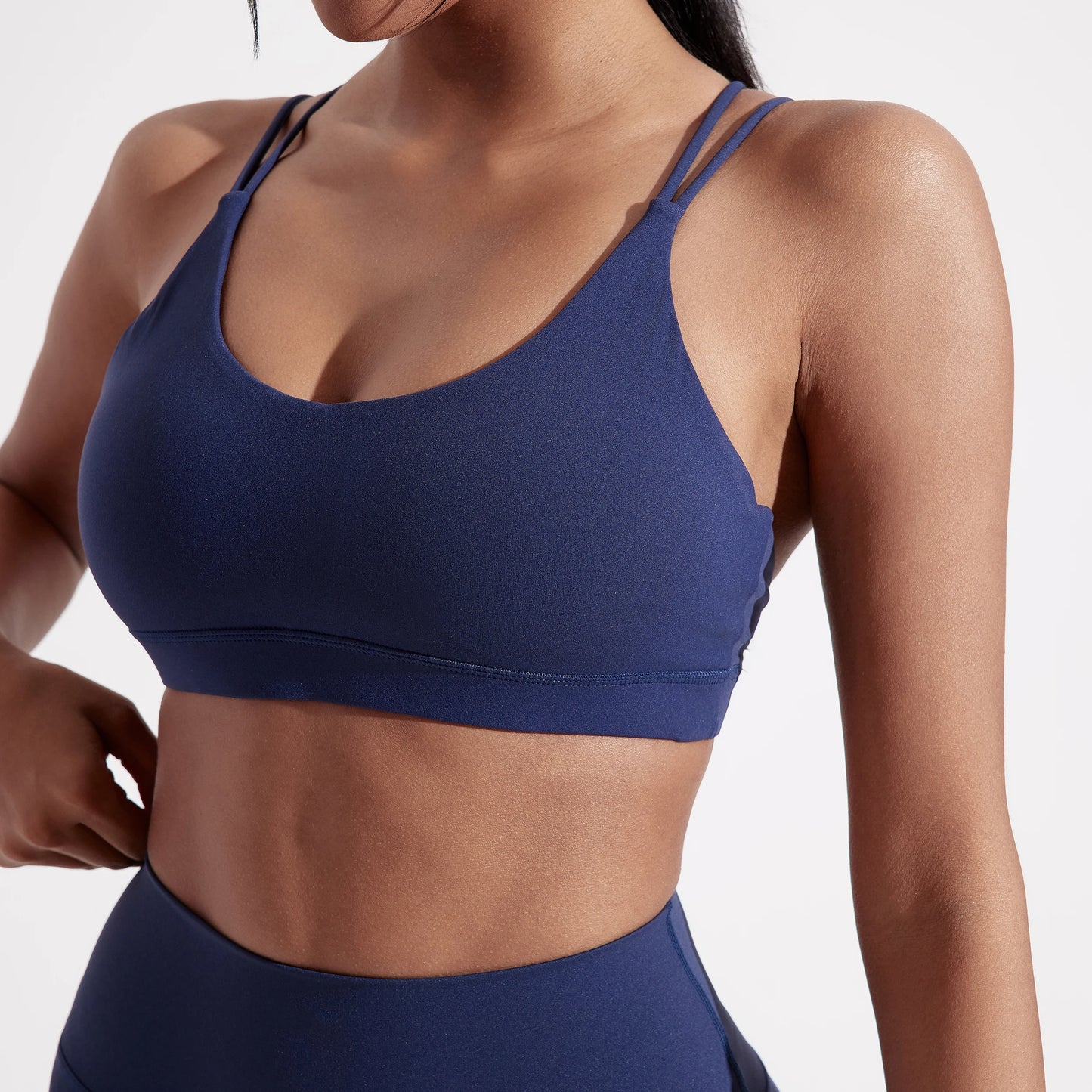Cross Fitness Bra Women Nylon Spandex Chest Pad Breathable Gym