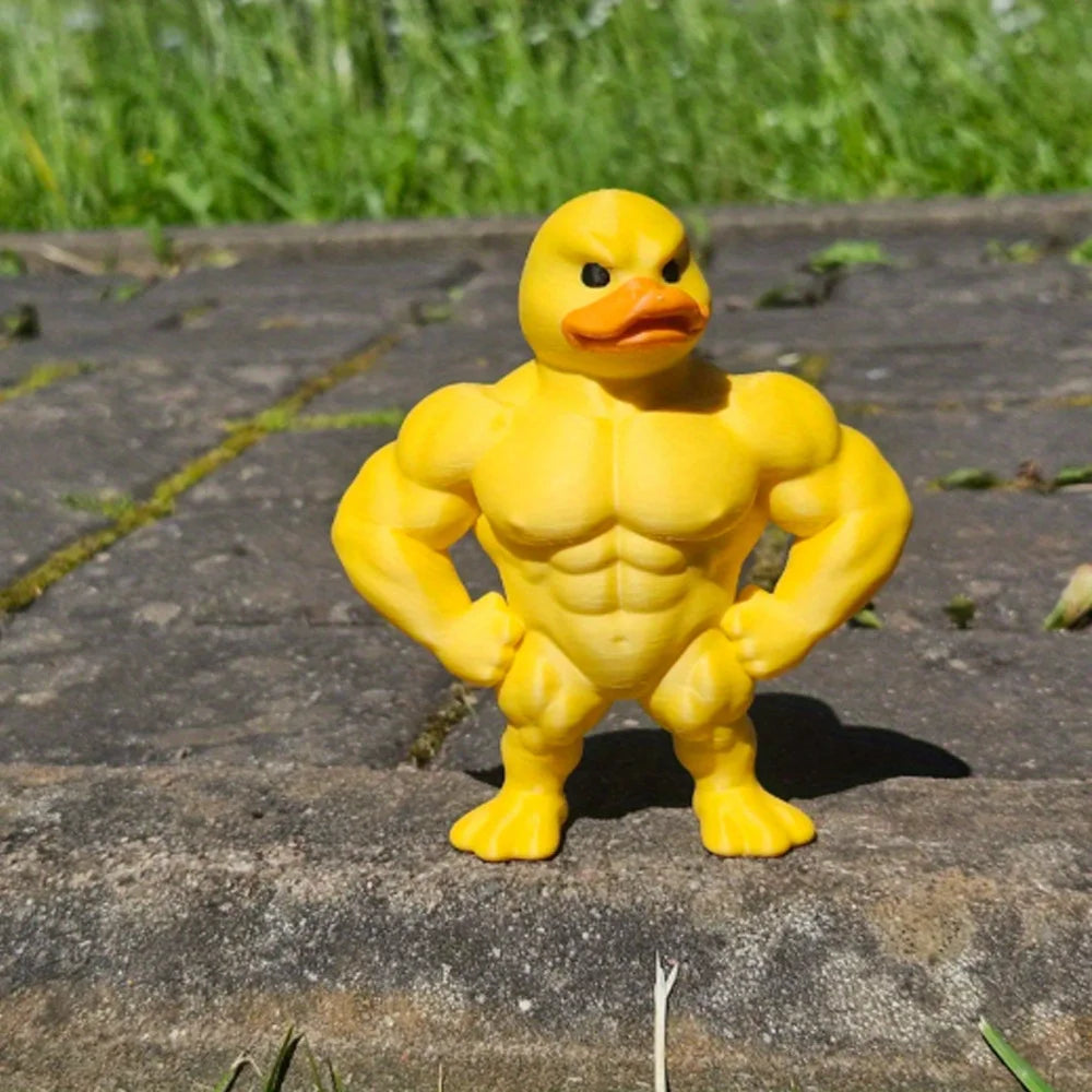 Muscle Duck Figurine Whimsical Desktop Decor for Home and Bookshelves