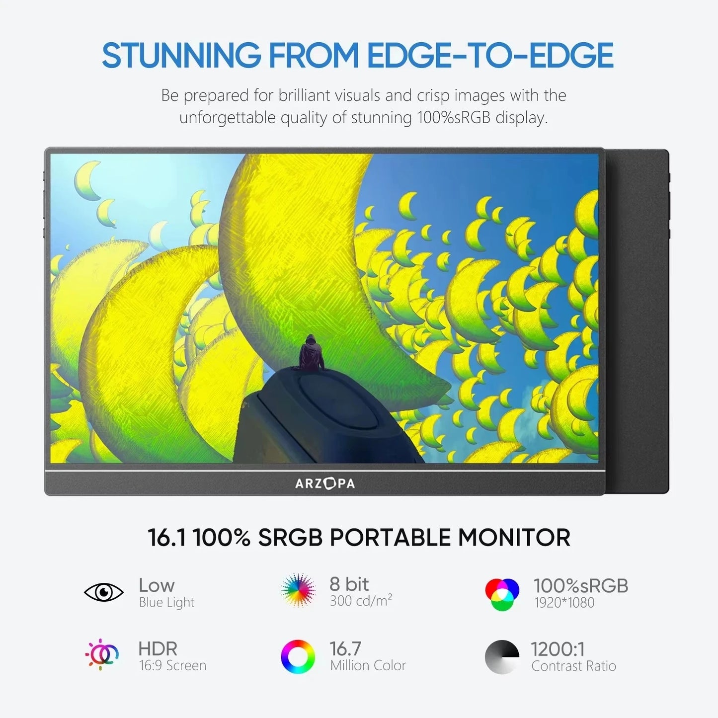 Arzopa 16.1 Inch Portable Monitor 1080P SRGB External Screen
