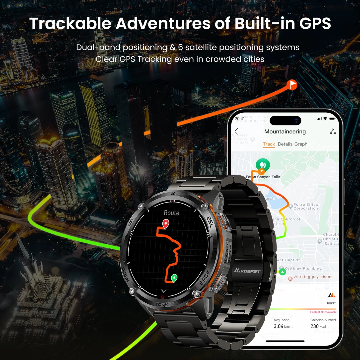 KOSPET Tank T3 Ultra 2 GPS Smartwatch Altimeter Barometer AMOLED
