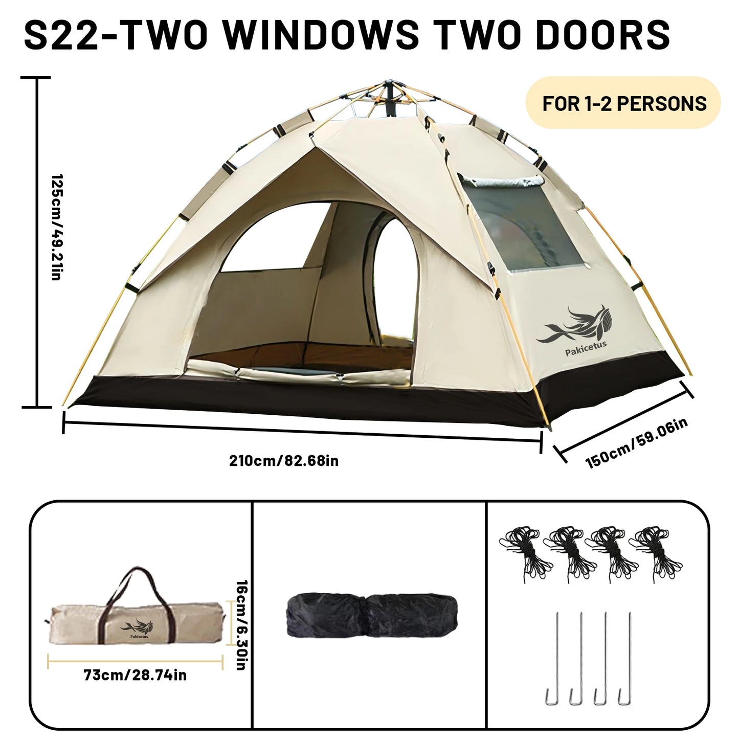 Pakicetus Automatic Pop Up Camping Tent Portable Windproof Shelter