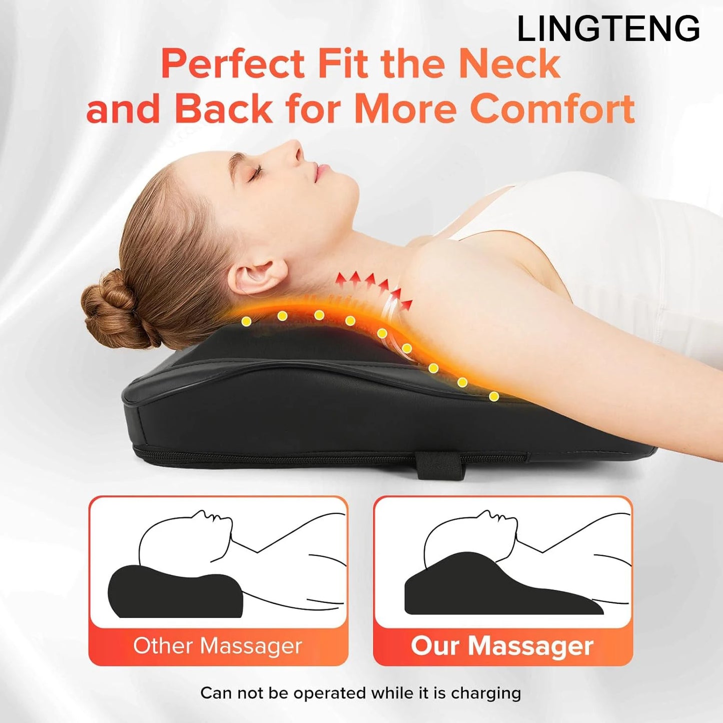Lingteng Heated 3D Kneading Back Neck Shoulder Massager