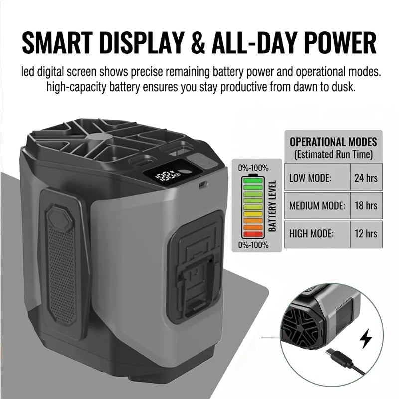 Portable Rechargeable Lightweight Waist Fan With Flashlight And Power Bank