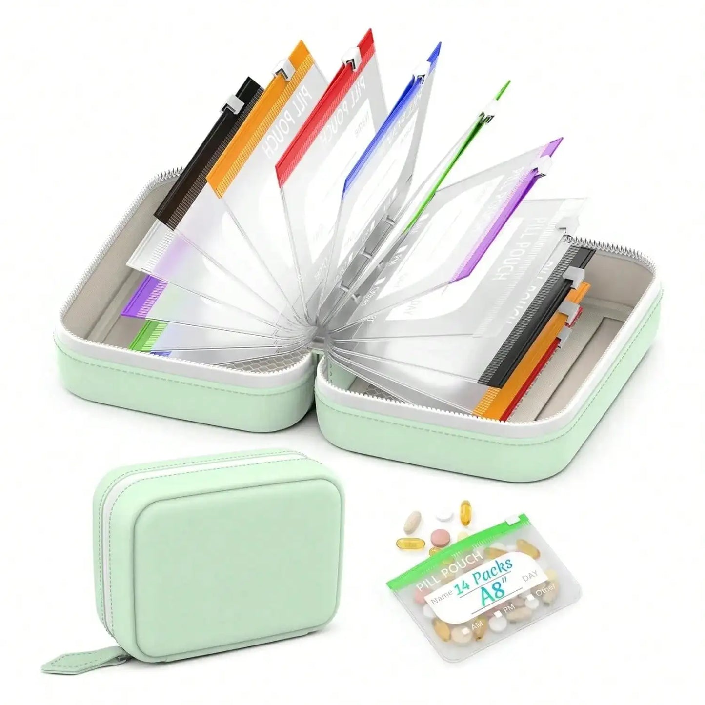 Waterproof Zippered Silicone Weekly Medicine Pouch Set