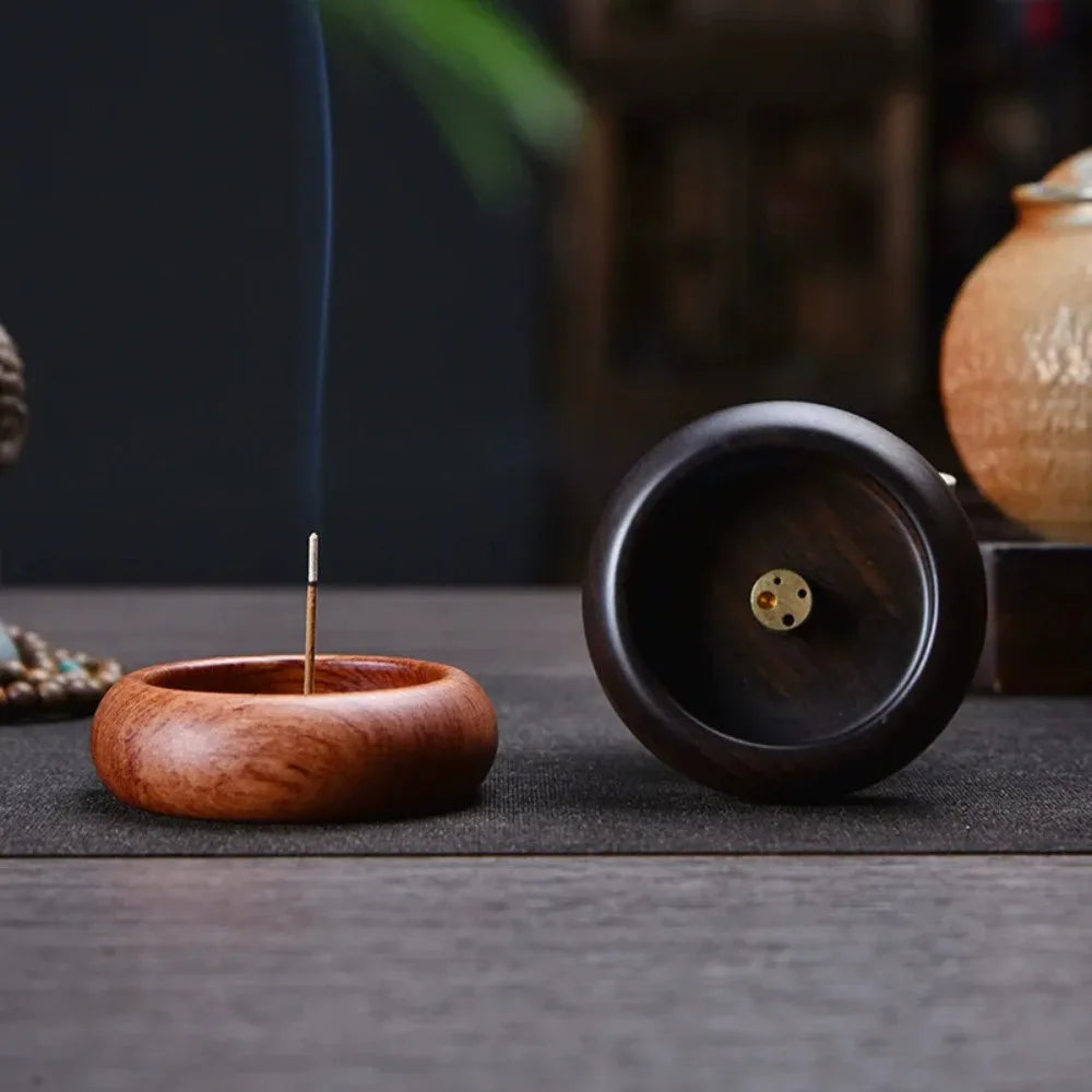Wooden Four Hole Incense Burner For Meditation And Tea House
