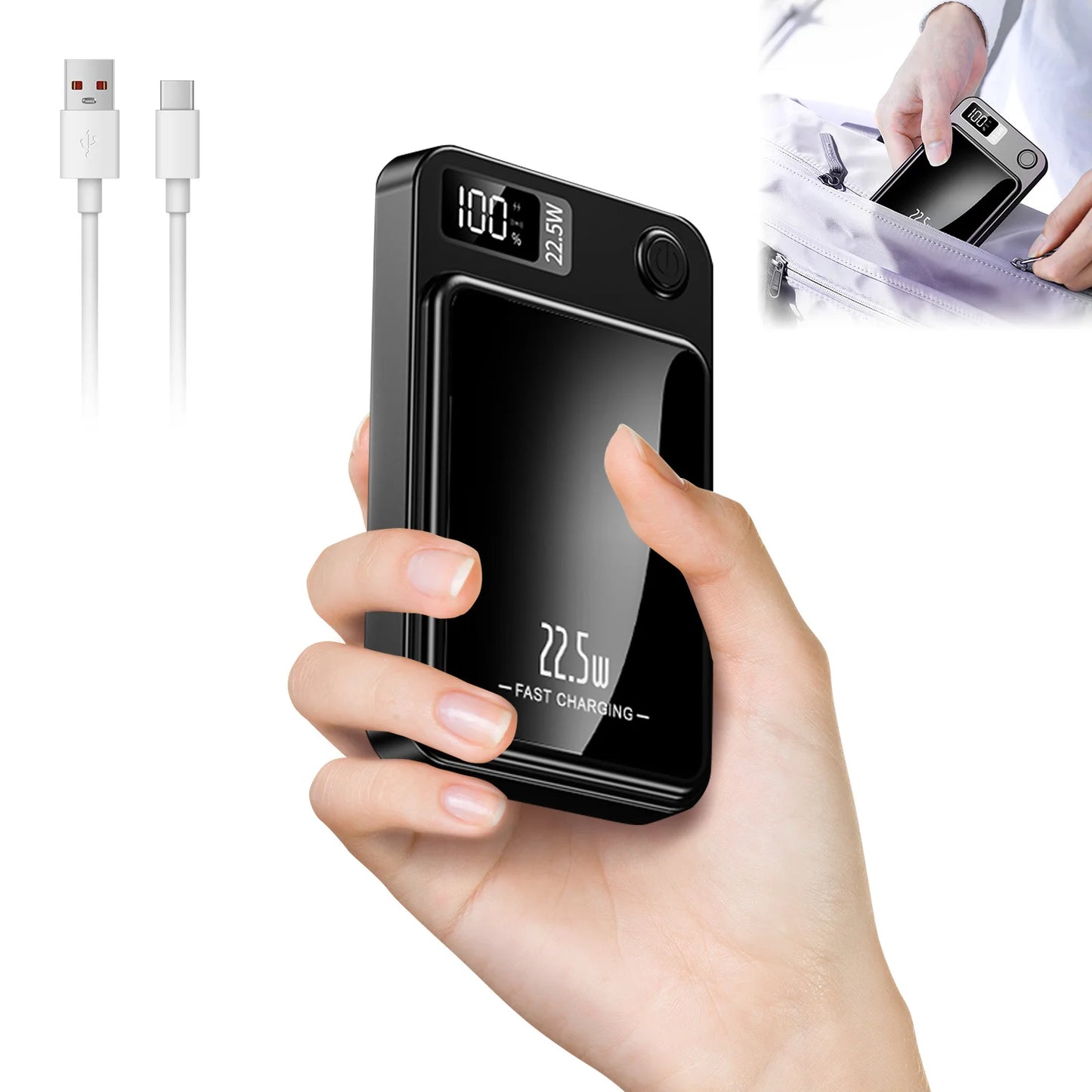 Magnetic Wireless Power Bank 10000mAh Fast Charging LED Display