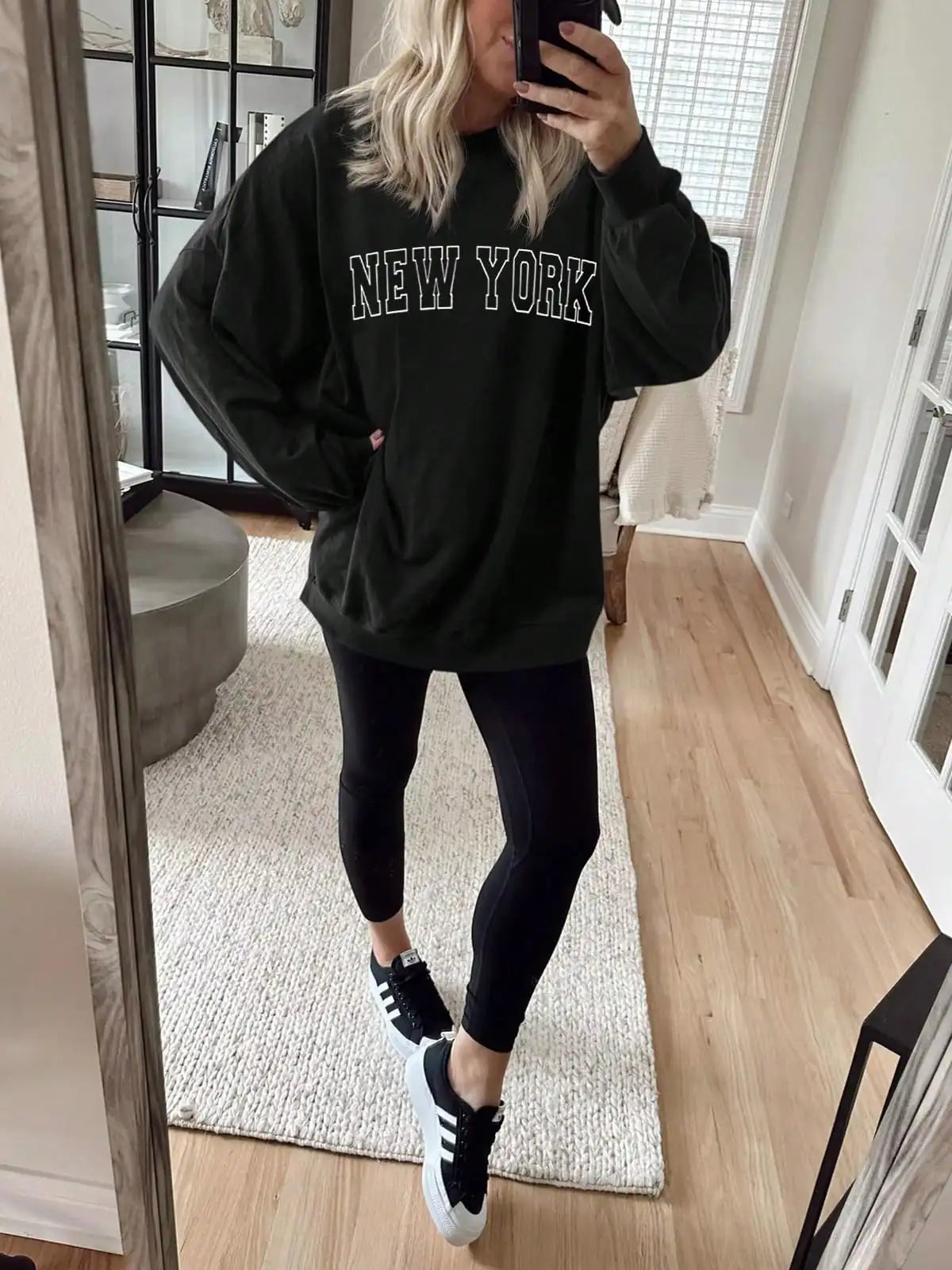 Fisoew Women Oversized Crewneck Sweatshirt Long Sleeve Casual Pullover
