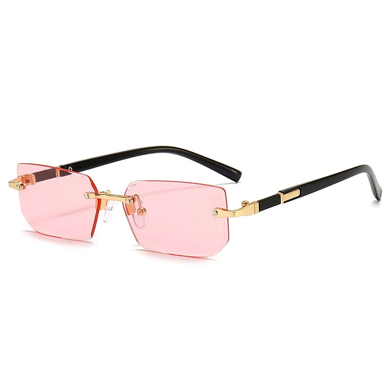 RMM Rimless Rectangle Stylish Trendy Plastic Sunglasses