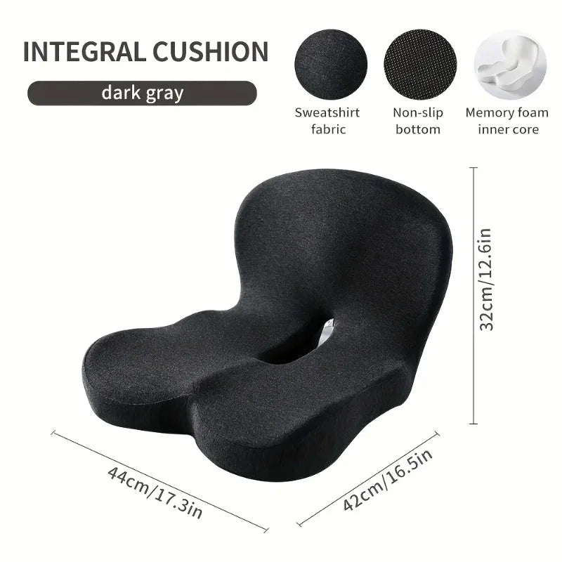 Memory Foam Seat Cushion With Lumbar Support For Office Chairs