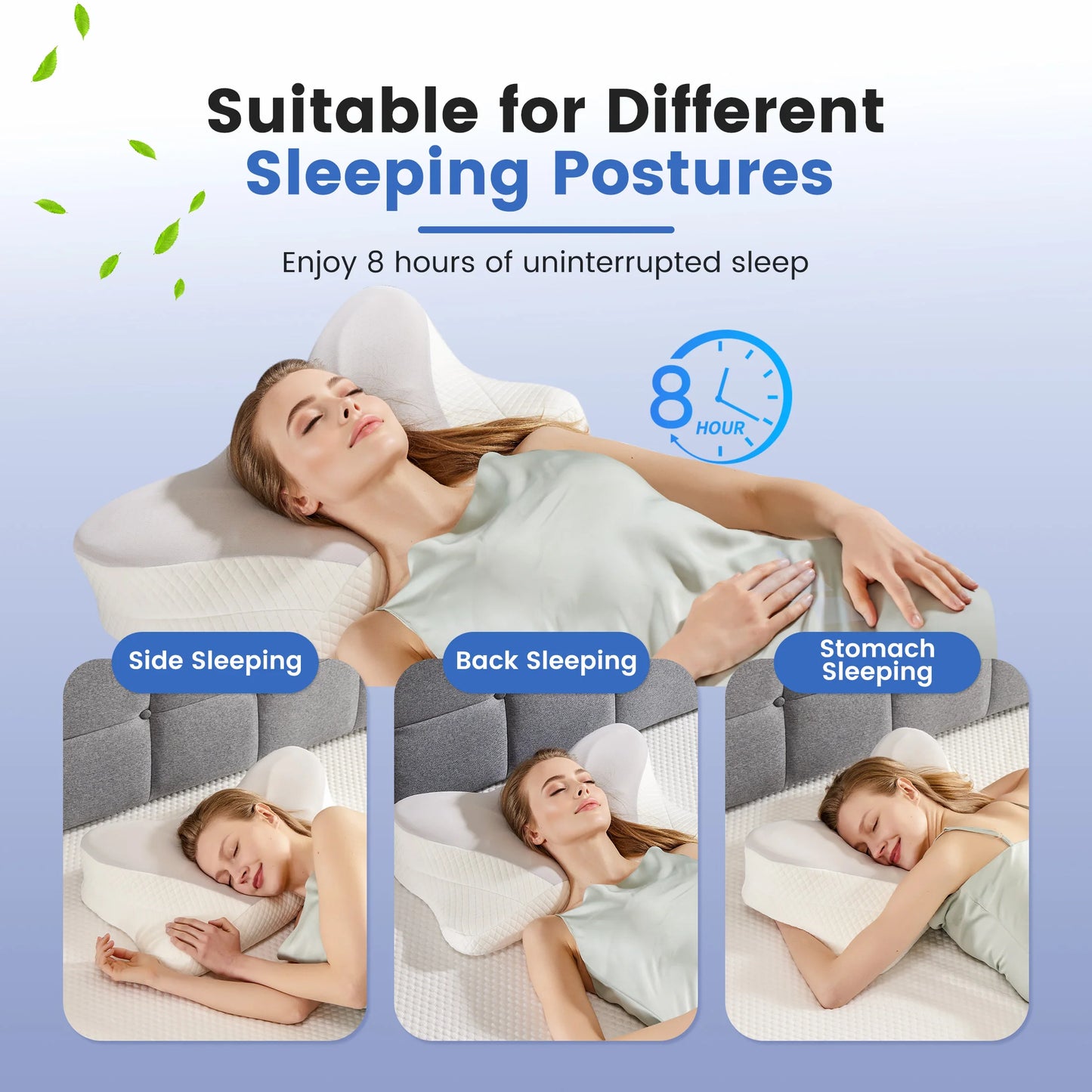 JHK Ergonomic Memory Foam Cervical Pillow With Cooling Cover