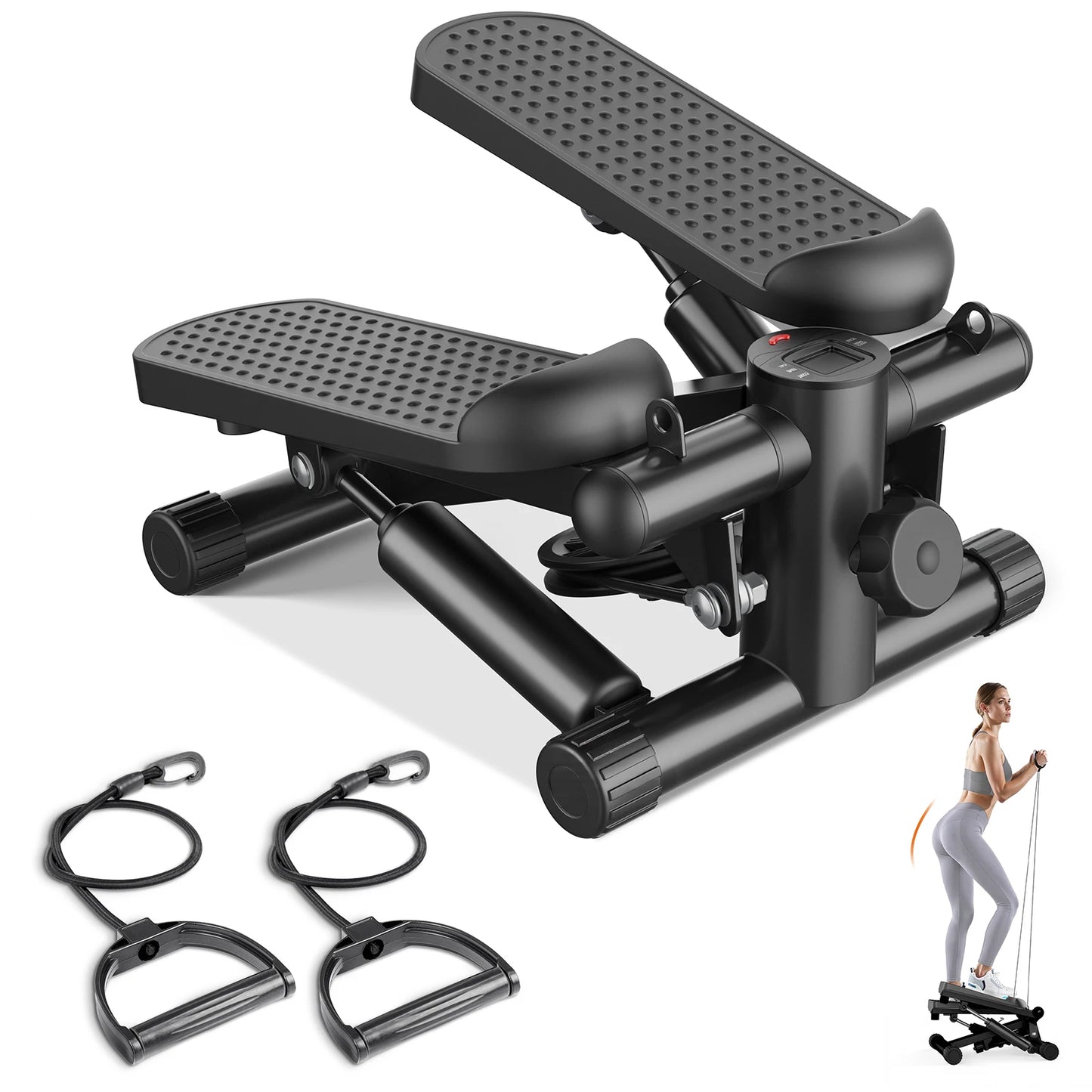 Mini Stepper With Resistance Bands 300 Lb Capacity Cardio Machine