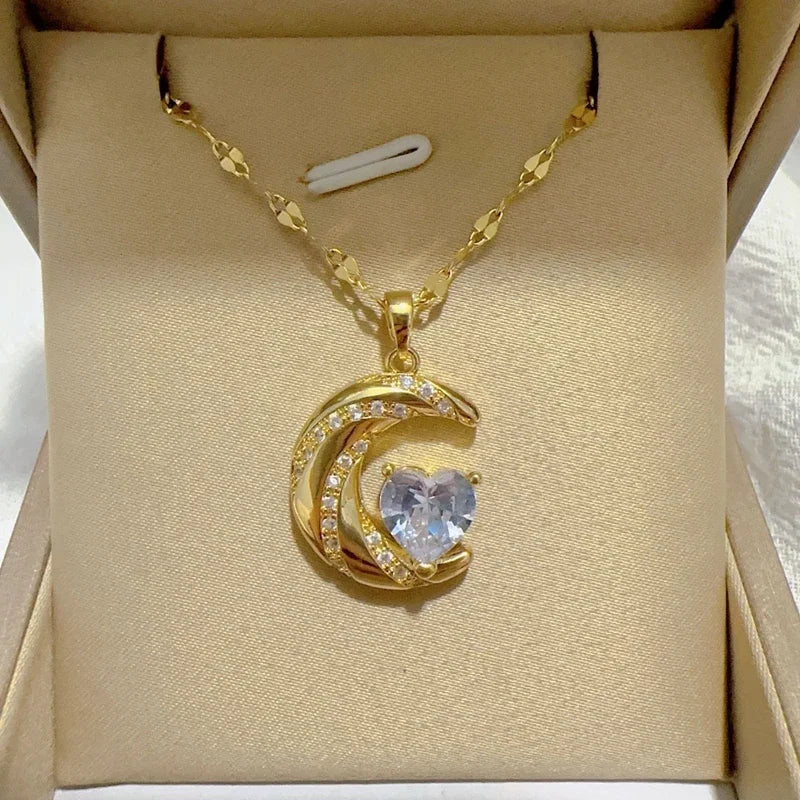 Zhixun Zinc Alloy Heart Shaped Pendant Necklace With Mood Tracker